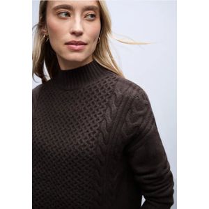 Street One Dames Trui met gebreid patroon in Bruin, in size: 34