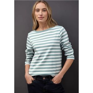 Street One - Gestreept Boothals Shirt - Blauw - Dames