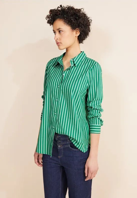 Street One - Damesblouse - Gestreept - Lange Mouwen - Shirtkraag