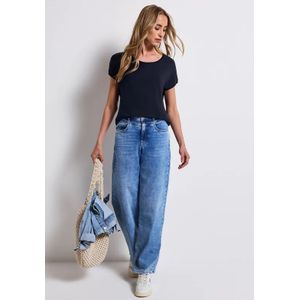 Street One Dames Shirt met gebreide look in Blauw, in size: 34