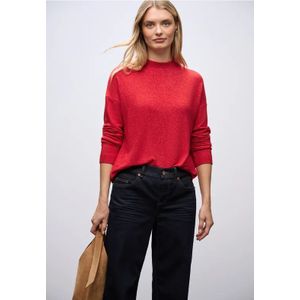 Street One Dames Zacht col shirt in Rood, in size: 34