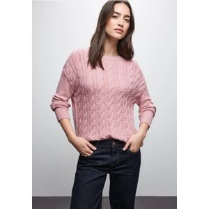 Street One Dames Jumper met kabelpatroon in Roze, in size: 34