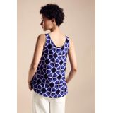 Street One - Blousetop - Blauw - Mouwloos - Grafisch Patroon, Zachte Viscosestof