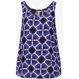 Street One - Blousetop - Blauw - Mouwloos - Grafisch Patroon, Zachte Viscosestof