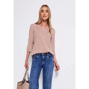 Street One Dames Shirt met gespleten hals in Roze, in size: 34