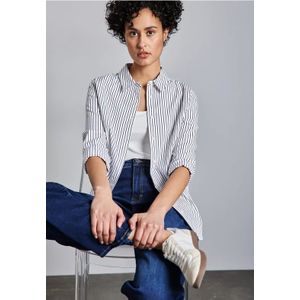 Street One Dames Gestreepte zakelijke blouse in Wit, in size: 34