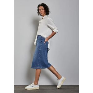 Street One Dames Midi pencil denim rok in Blauw, in size: 32