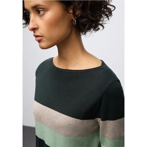 Street One Dames Trui met strepen in Groen, in size: 34