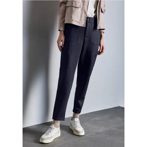 Street One Dames Jersey keperstof cargo broek in Blauw, in size: 32