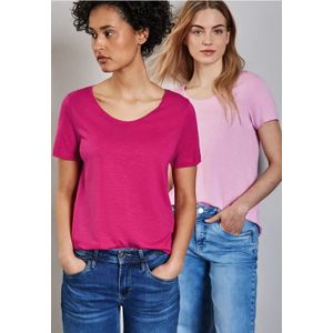 Street One Dames 2-pack V-hals Shirt in Pink|Roze, in size: 34