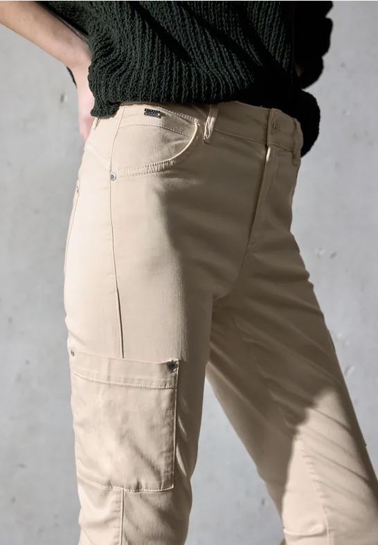 Street One Studio Dames Cargo-look broek in Beige, in size: 32