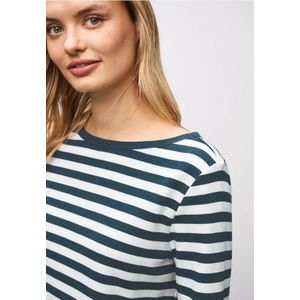Street One - Gestreept Boothals Shirt - Turkoois - Dames