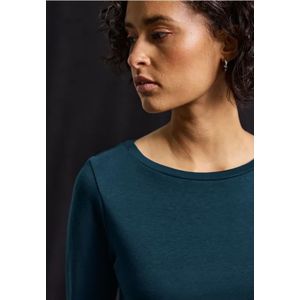 Street One Dames Basic shirt met lange mouwen in Turkoois, in size: 36