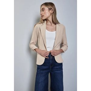 Street One Dames Blazer met plooien in Beige, in size: 46