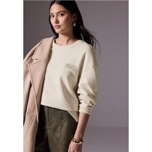 Street One Studio Dames Trui met rugprint in Beige, in size: 34