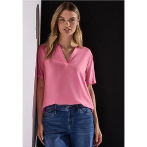 Street One Dames Blouse in effen kleur in Pink, in size: 34