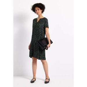 Street One Dames Gedessineerde keperstof jurk in Groen, in size: 34