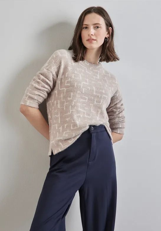 Street One - A322243 - T-shirt - Lichtbeige - Zacht met Print