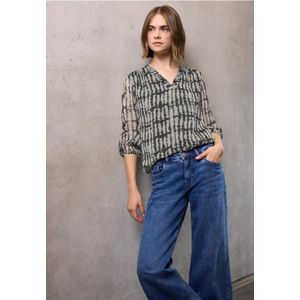 Street One Studio Dames Tuniek van chiffon met V-hals in Zwart, in size: 34