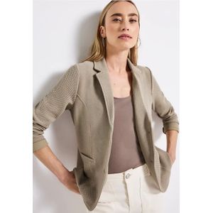 Street One Dames Basis blazer met structuur in Beige, in size: 46