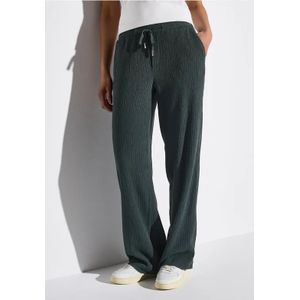 Street One Dames Wide Legs broek met structuur in Groen, in size: 44