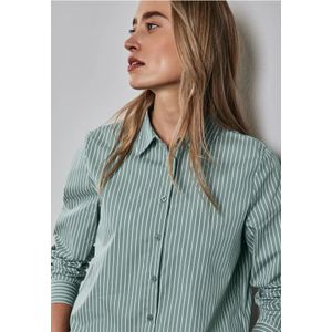 Street One Dames Gestreepte zakelijke blouse in Groen, in size: 42