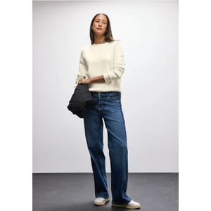 Street One Dames Sweater met geribd detail in Beige, in size: 34
