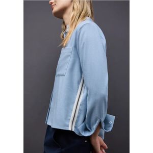 Street One Dames Gemêleerde blouse met tape in Blauw, in size: 34