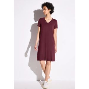 Street One Dames Effen jersey jurk in Rood, in size: 34