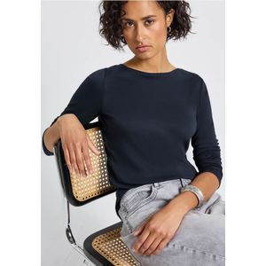 Street One Dames Basic shirt met lange mouwen in Blauw, in size: 42