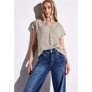 Street One Dames Bedrukte blouse in Beige, in size: 34