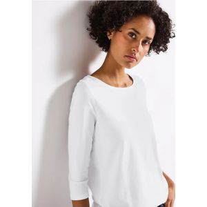 Street One Dames Shirt met boothals in Wit, in size: 34