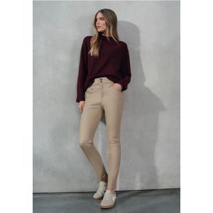 Street One Studio Dames Slim Fit broek met coating in Beige, in size: 32