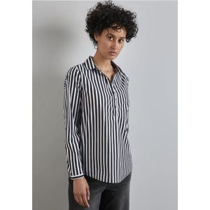 Street One Dames Gestreepte zakelijke blouse in Zwart, in size: 44