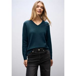 Street One Dames Zachte trui met V-hals in Turkoois, in size: 34