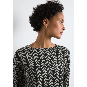 Street One Dames Jaquard overhemd in Zwart, in size: 34