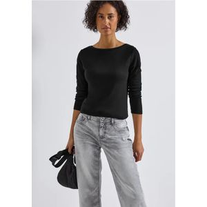 Street One Dames Basic shirt met lange mouwen in Zwart, in size: 46