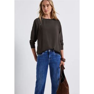 Street One Dames Materiaalmix chiffon shirt in Bruin, in size: 34
