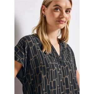 Street One Dames Gedessineerde blouse in Blauw, in size: 34
