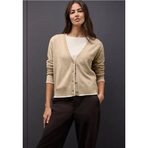 Street One Dames Vest met contrasterende details in Beige, in size: 34