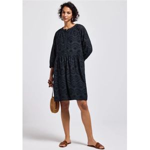 Street One Dames Jurk met krullend borduurwerk in Blauw, in size: 34