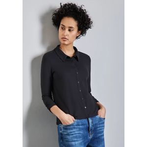 Street One Dames Jersey shirt in een blouse-look in Blauw, in size: 44