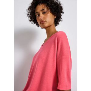 Street One Dames Gebreid V-hals Shirt in Roze, in size: 34