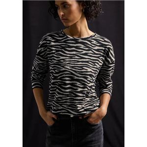 Street One Dames Gezellig jacquard shirt in Zwart, in size: 40