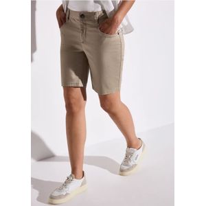 Street One Dames Satijnen bermuda met rits in Beige, in size: 32