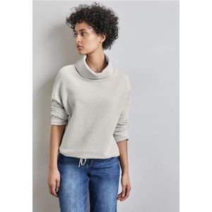 Street One Dames Gestructureerd overhemd met sjaalkraag in Grijs, in size: 34