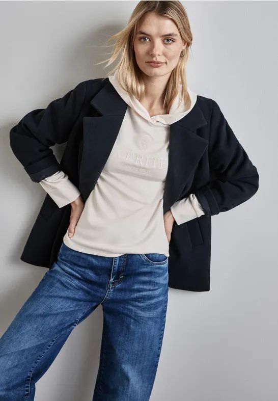 Street One - A322260 - Dameshoodie - Lucid White - Met Borduursel