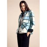 Street One - Kort Jasje - Wit - Dames - Geruite Jas - Overhemdkraag met Knoopsluiting