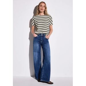 Street One - Gestreept Shirt - Groen - Materiaalmix