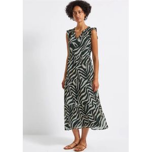 Street One Dames Chiffon jurk met volants in Groen, in size: 44